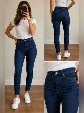 Quince High Rise Skinny Jeans Size 31 Dark Wash Stretch Denim